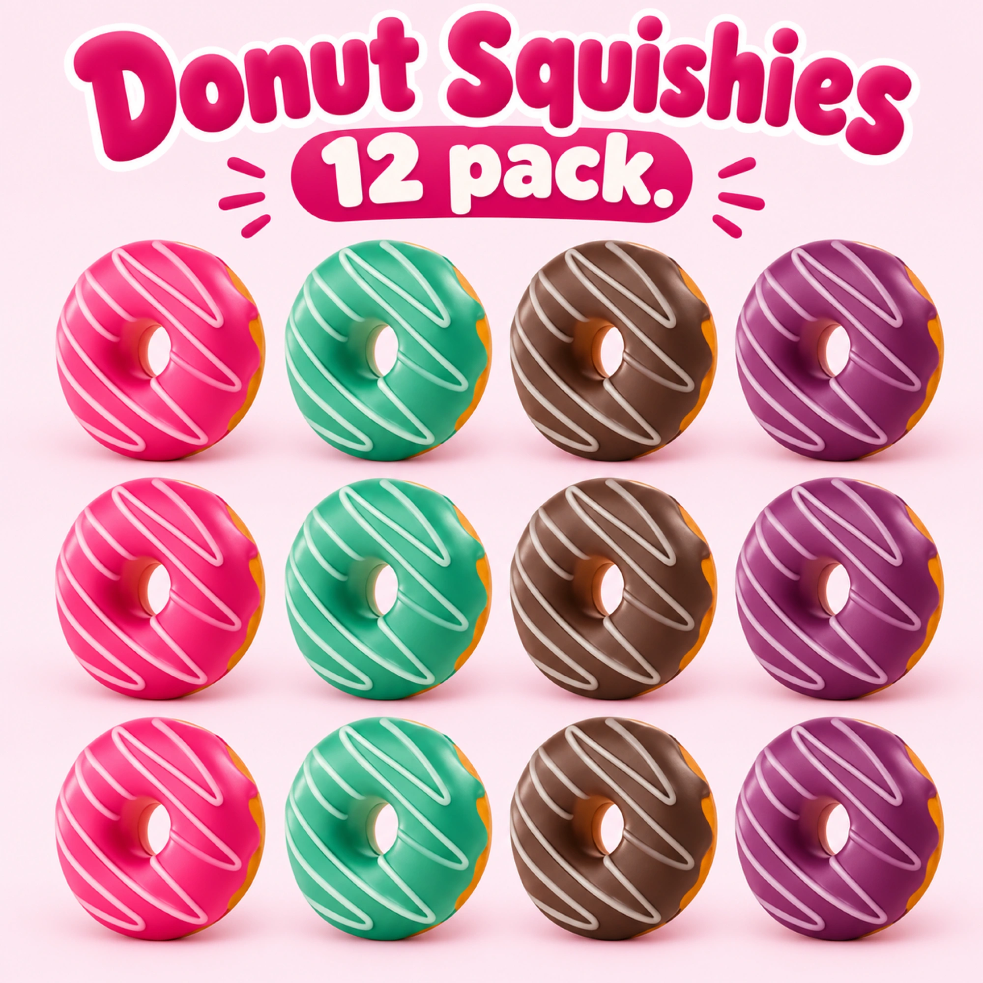 12 Pack Donut Squishy Party Favors That Bounce Back — pack