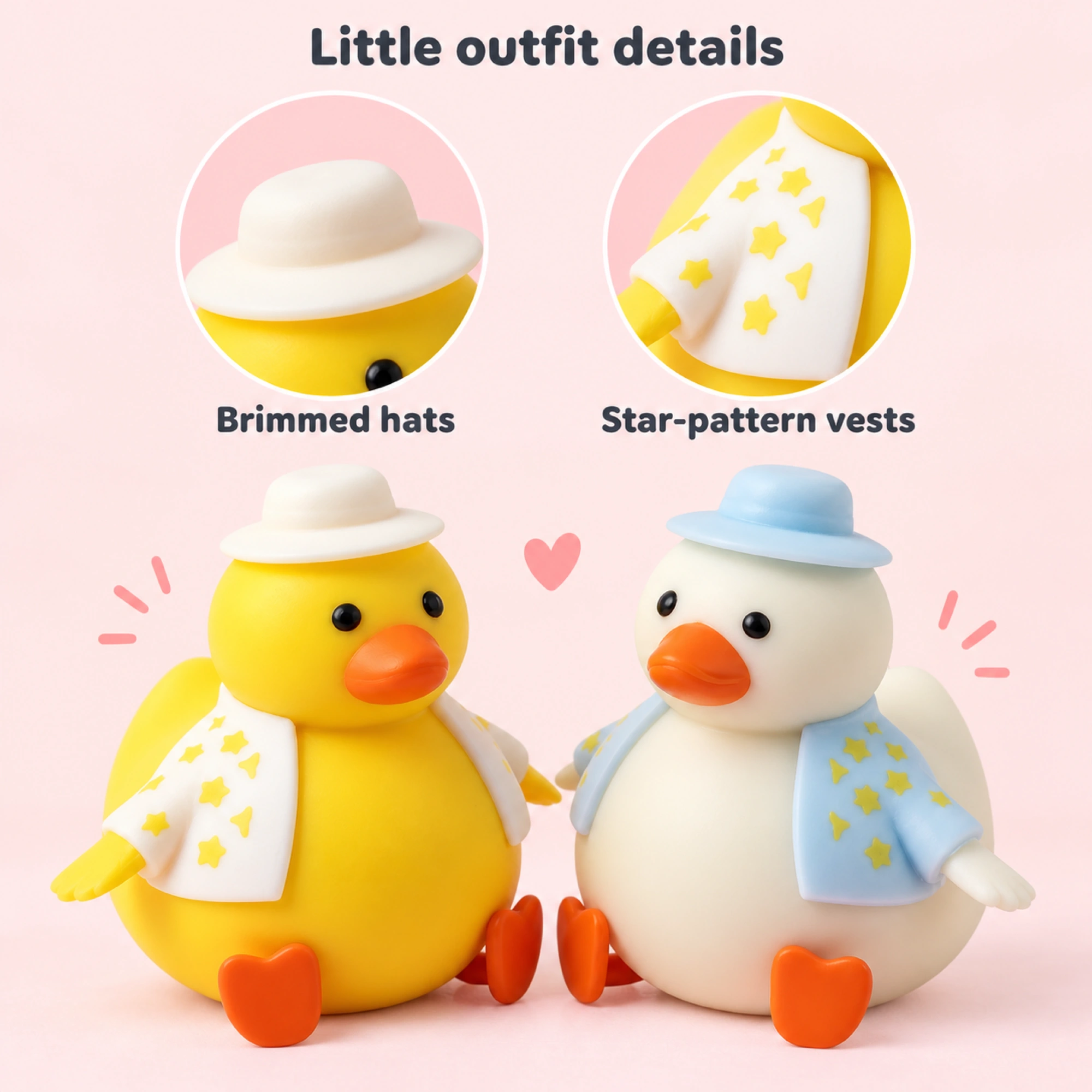 Dressed-up squishy duck pair — inside