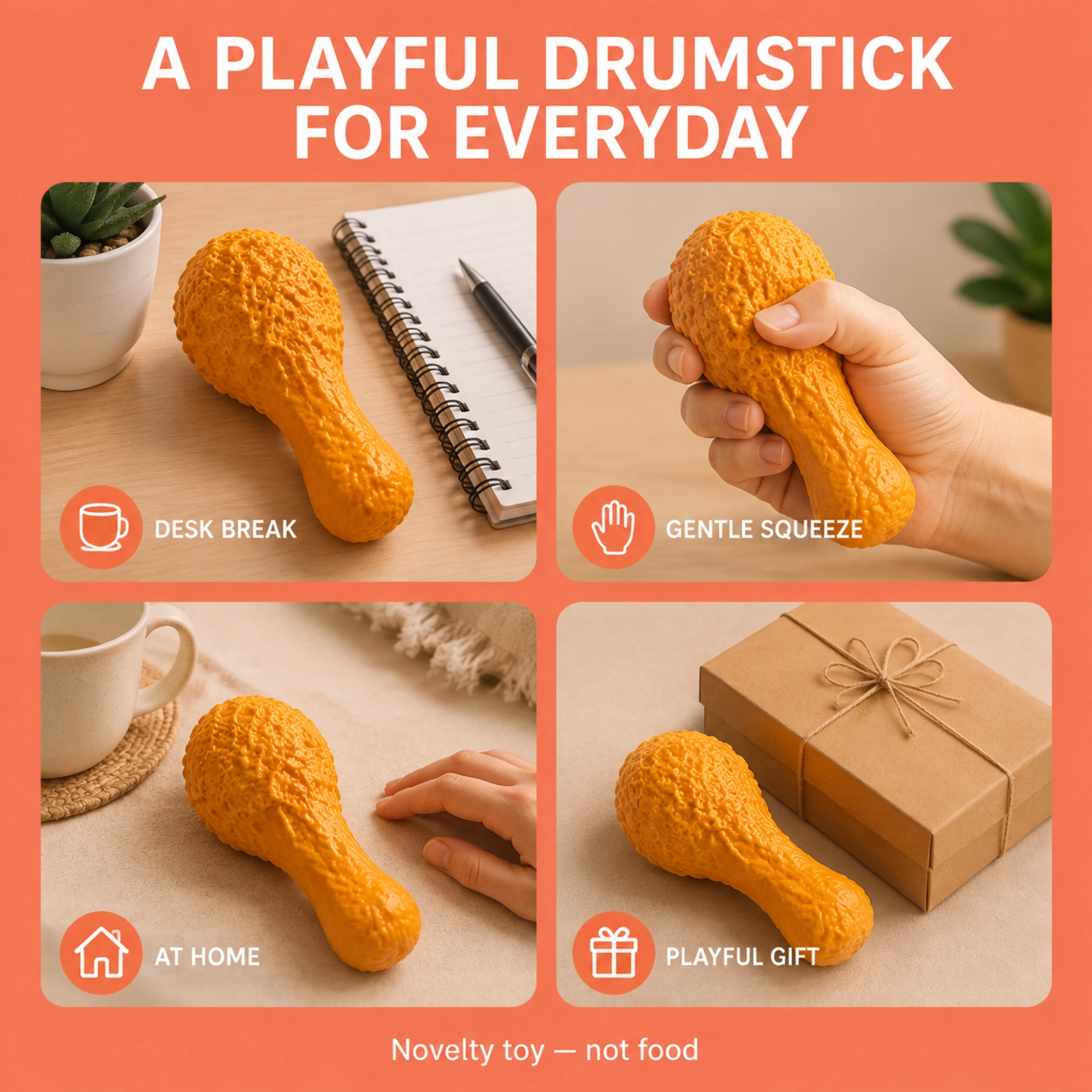 Drumstick squishy desk and everyday play scenes