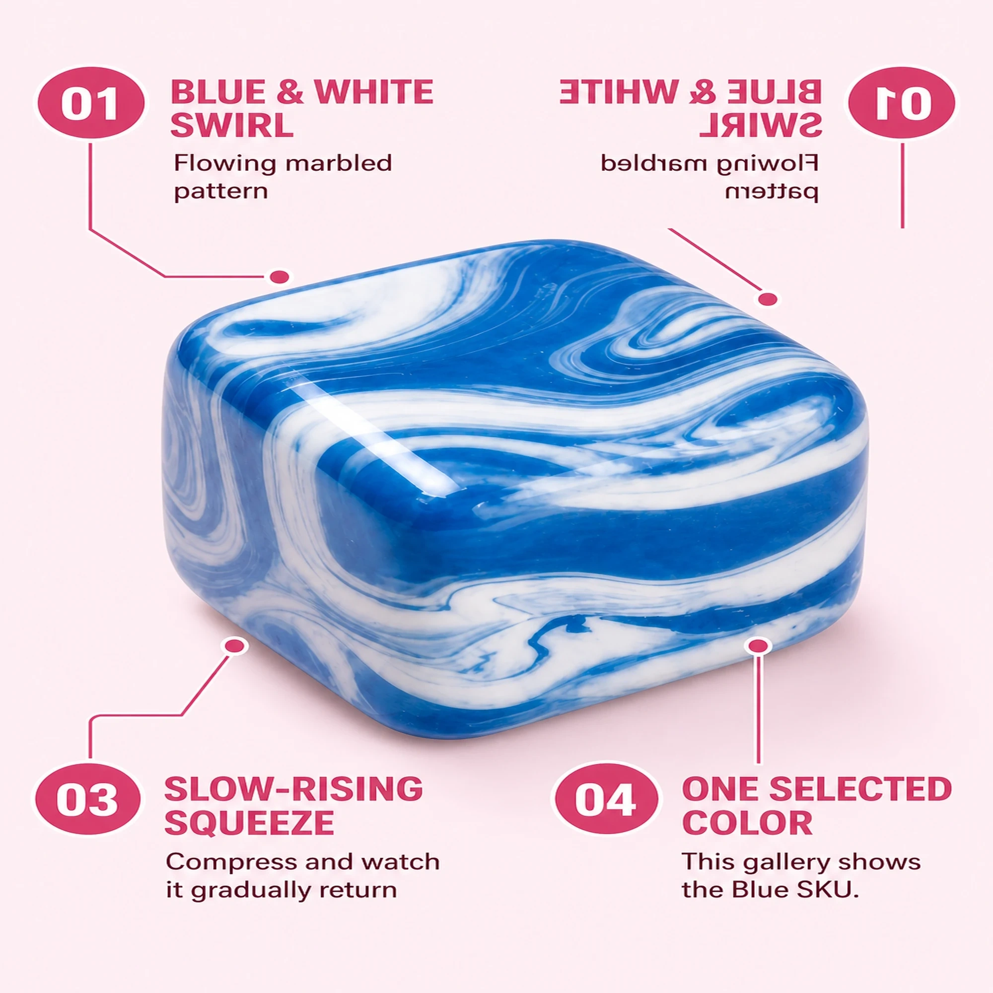Fluid Swirl Cube Squishy — Marbled Glitter Slow-Rising Cube — alternate view