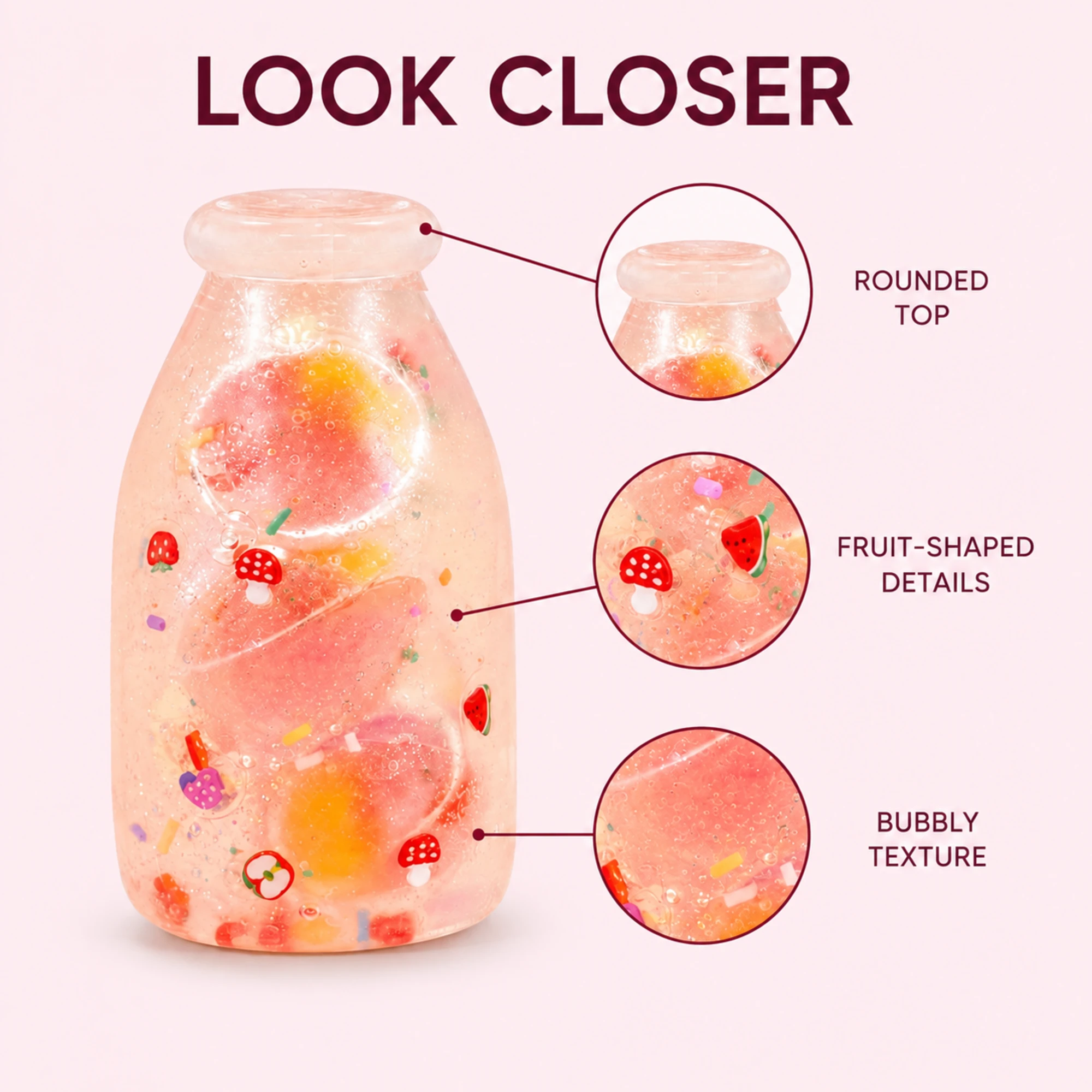 Fruit bottle squishy details