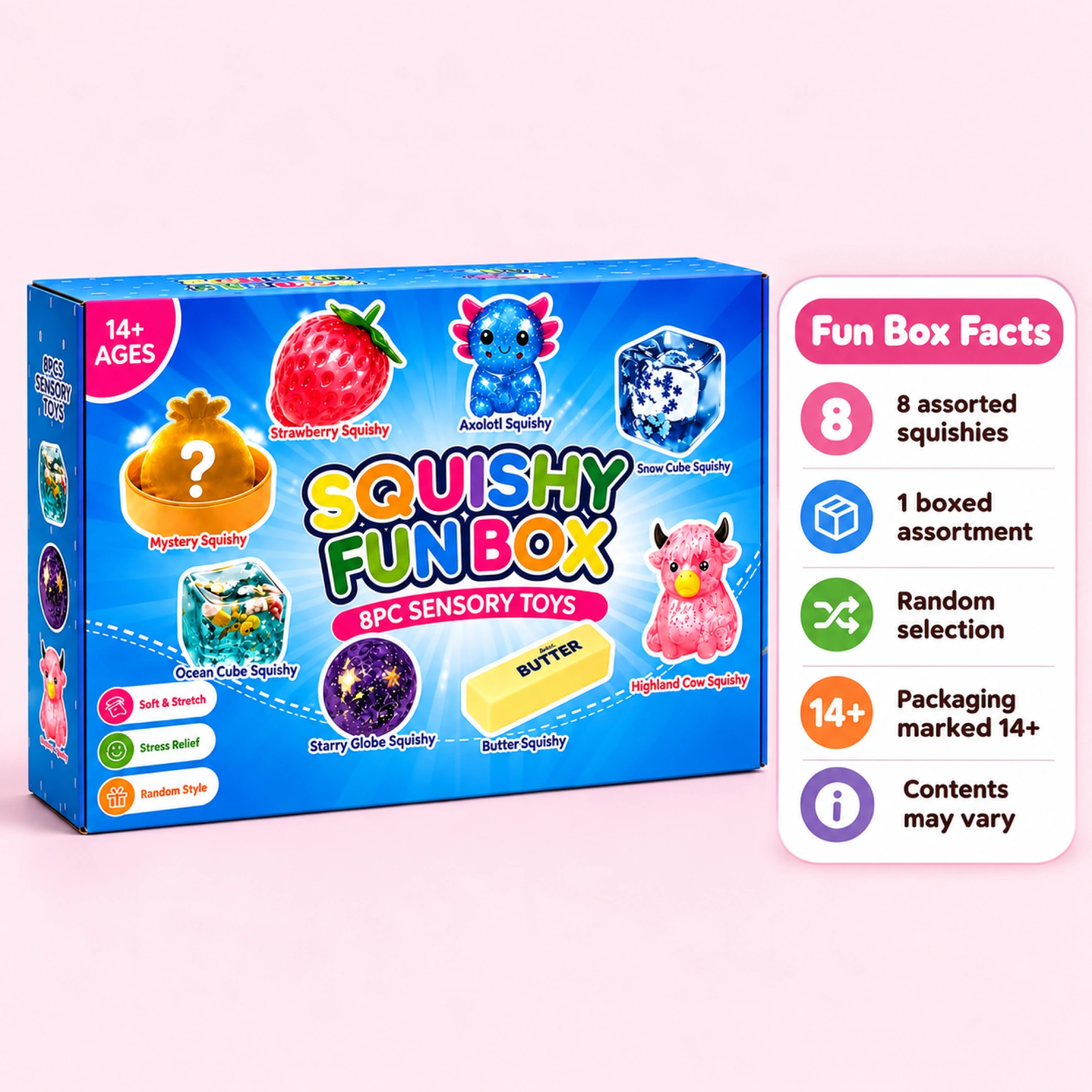 8-Piece Squishy Mystery Box – Assorted Fun Box｜低反発スクイーズ