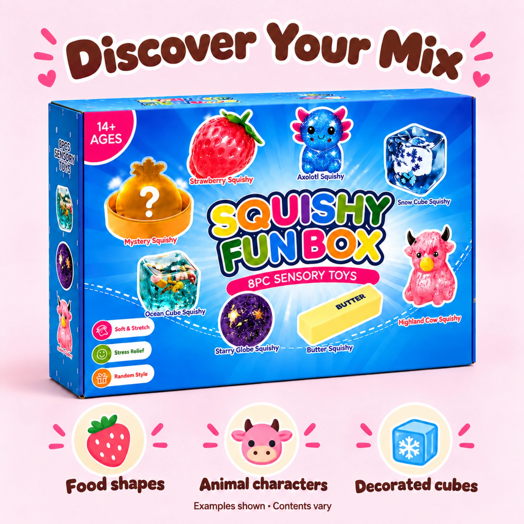 8-Piece Squishy Mystery Box – Assorted Fun Box｜低反発スクイーズ