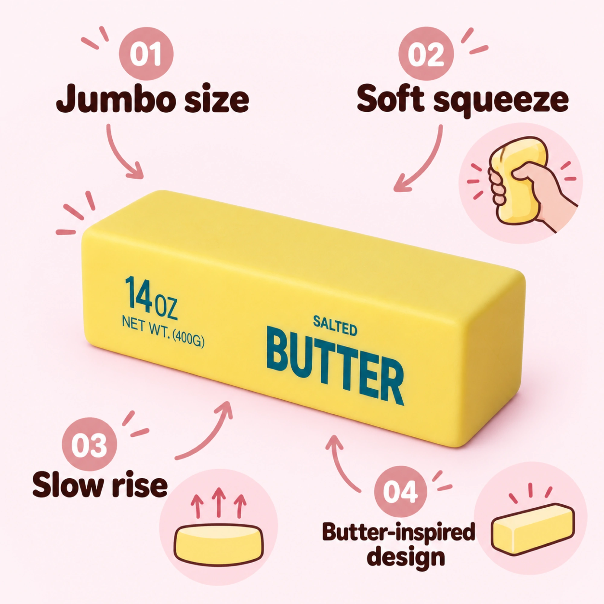 XXL Butter-Squishy — schwerer Schaumblock für beide Hände — weitere Ansicht