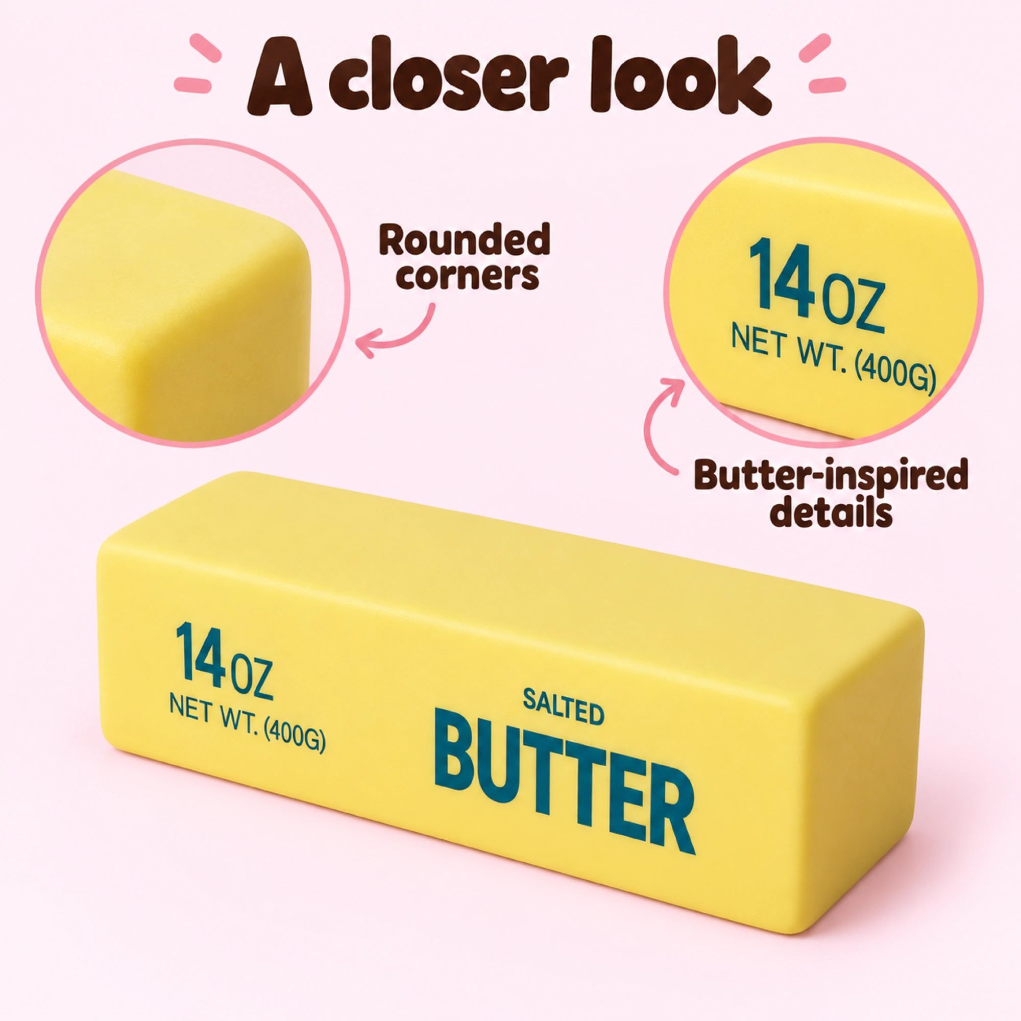 Giant Butter Squishy — Hefty Two-Hand Slab of Foam — details