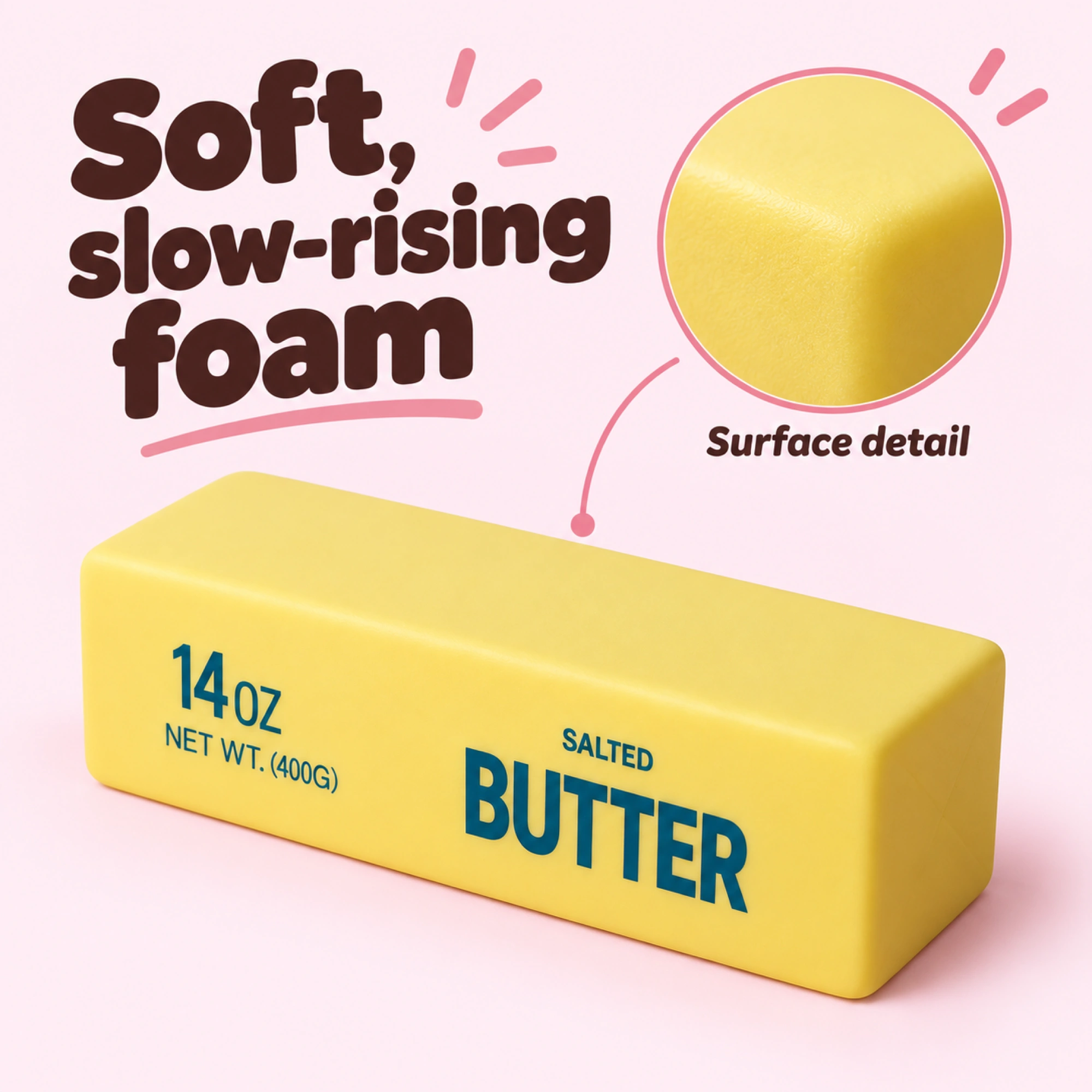 Giant Butter Squishy — Hefty Two-Hand Slab of Foam — inside