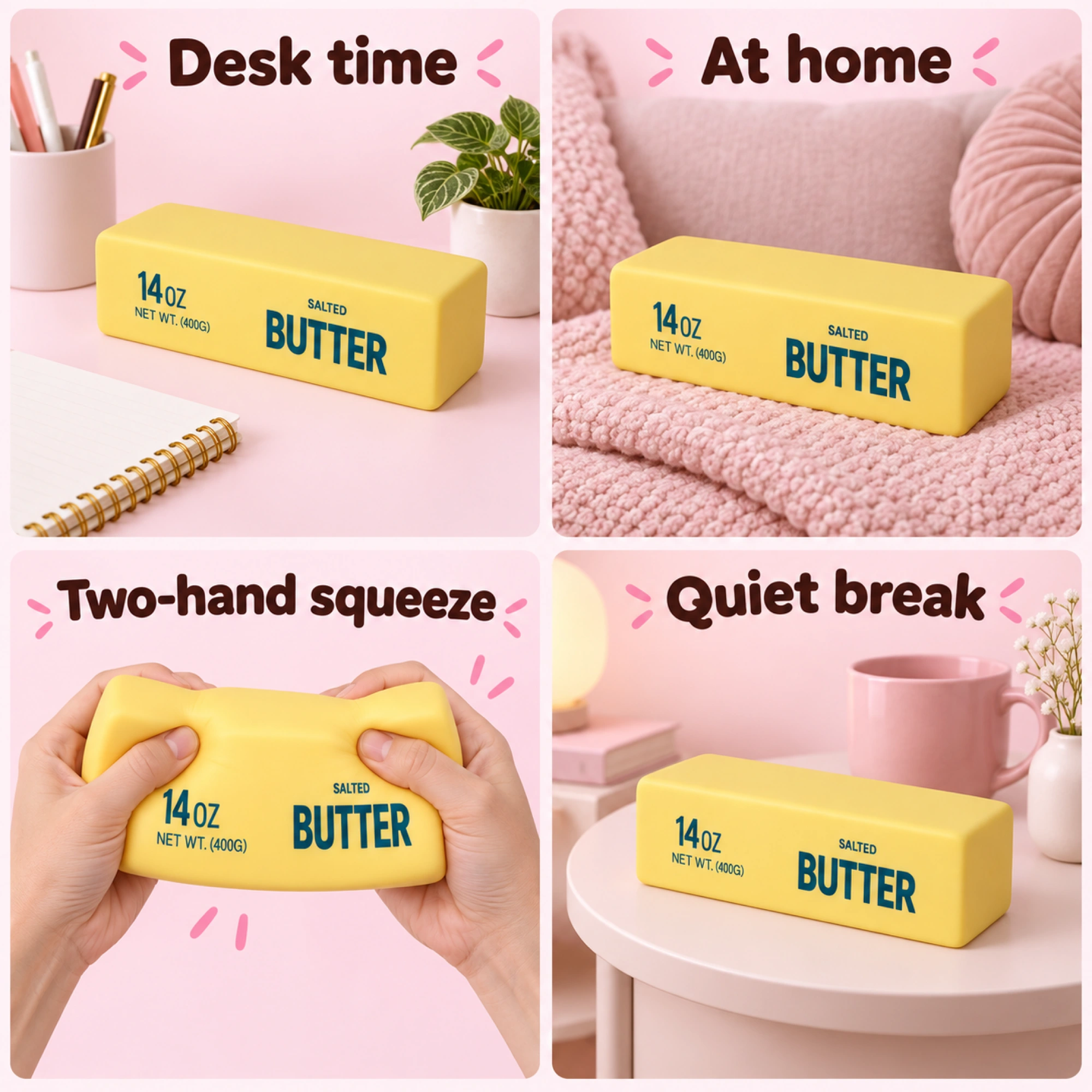 Giant Butter Squishy — Hefty Two-Hand Slab of Foam — lifestyle