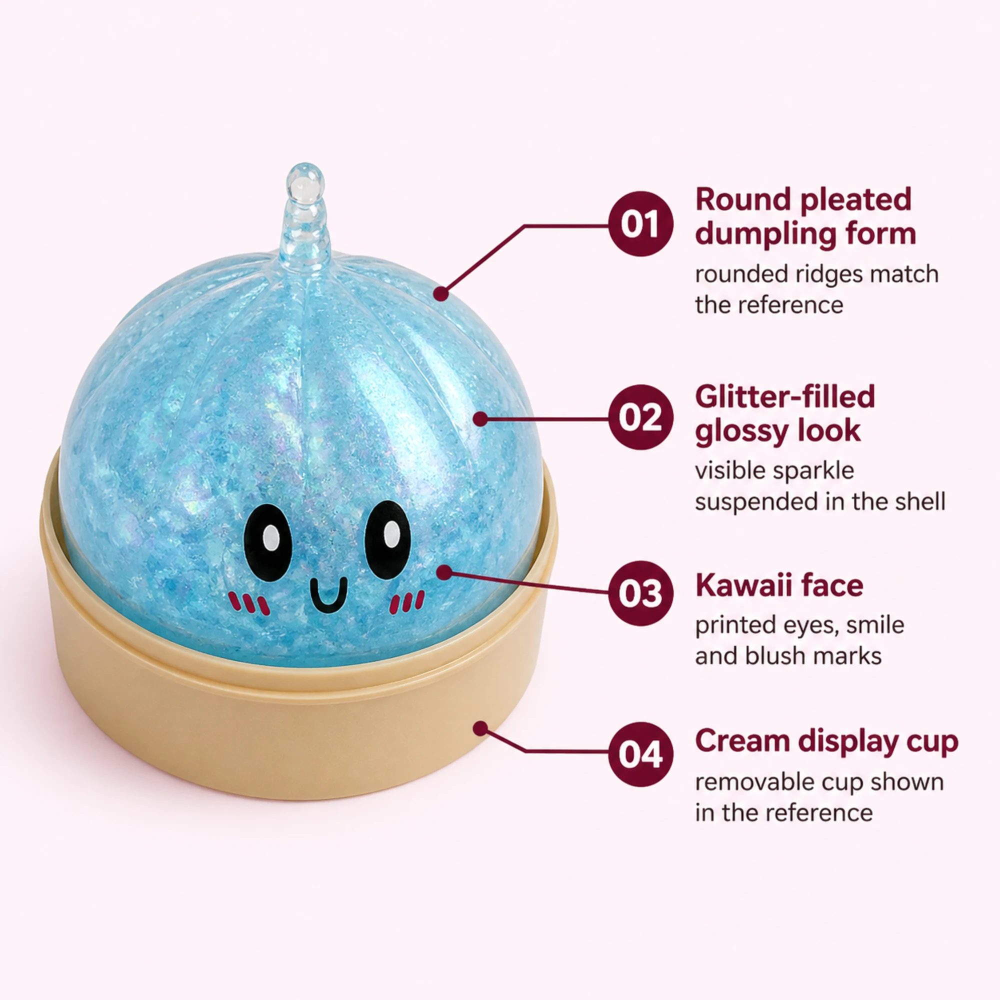 Glitzer-Dumpling-Squishy – 4 Farben zur Auswahl — weitere Ansicht