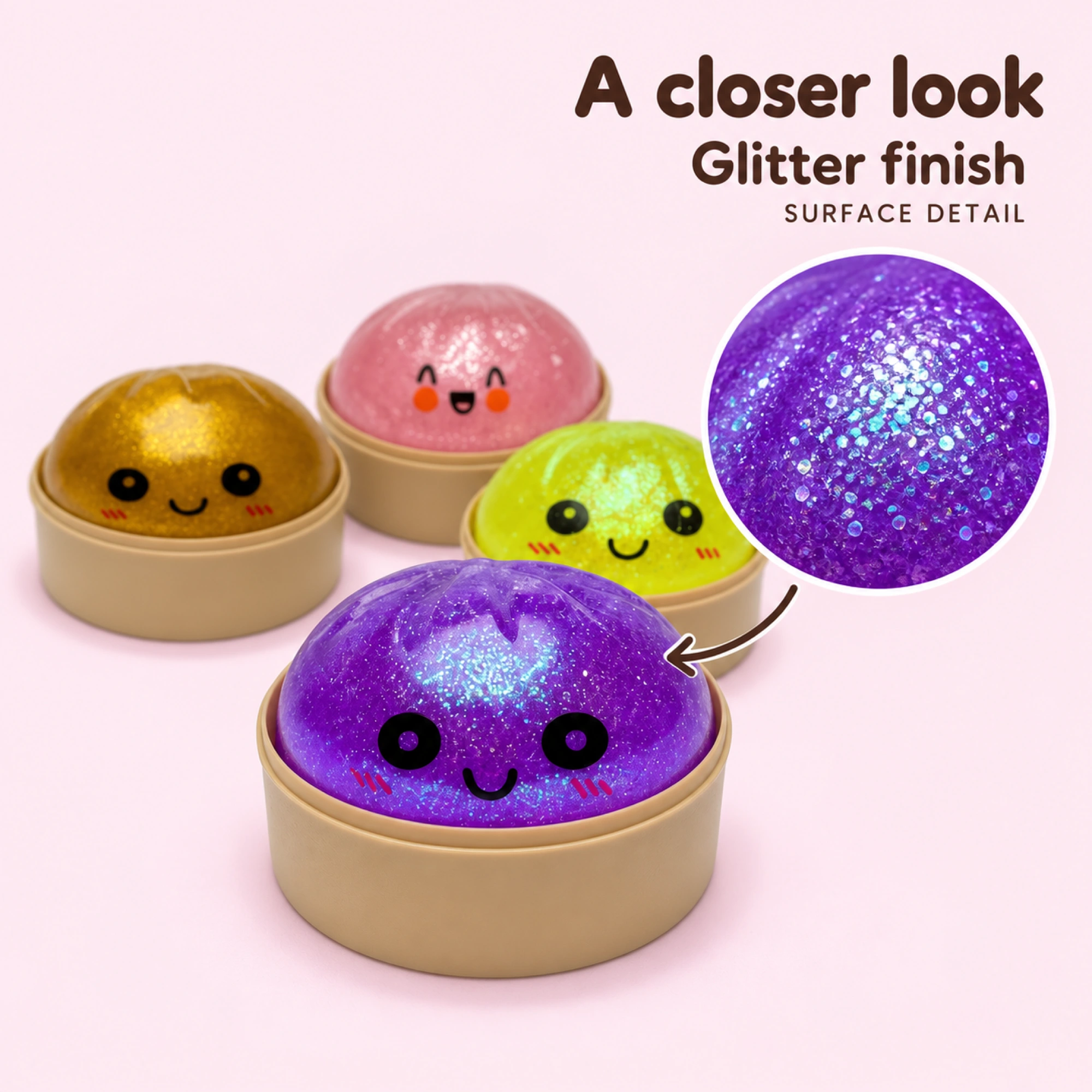 Dumpling Squishy Mystery Box – Glitter Slow-Rising Squeeze Toy — inside