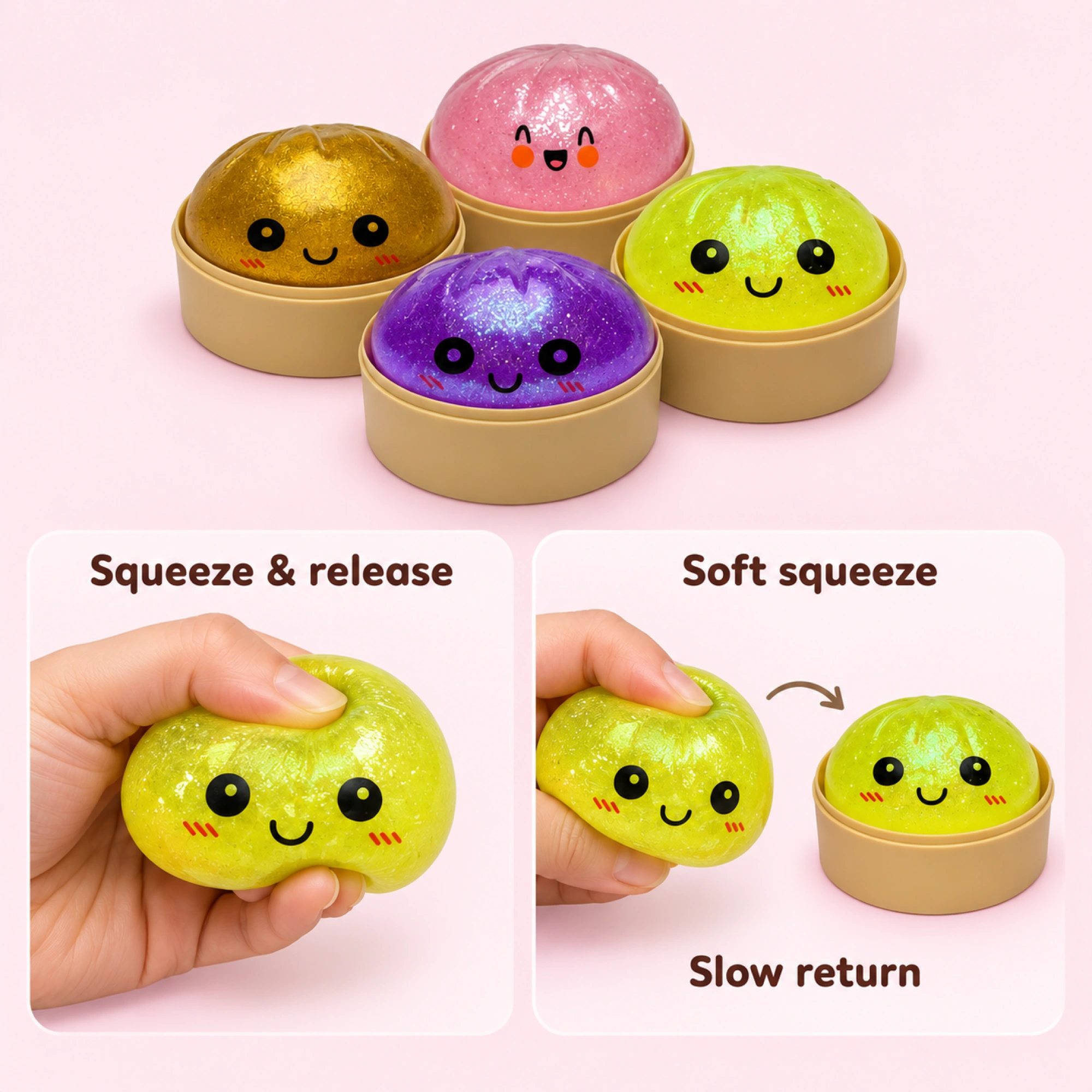 Dumpling Squishy Mystery Box – Glitter Slow-Rising Squeeze Toy — comparison