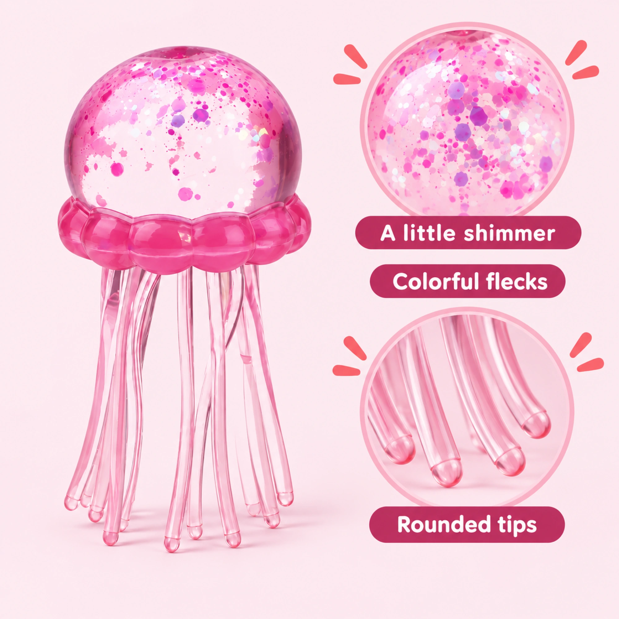 Pink Jellyfish Squishy Sensory Stress Ball Toy — details
