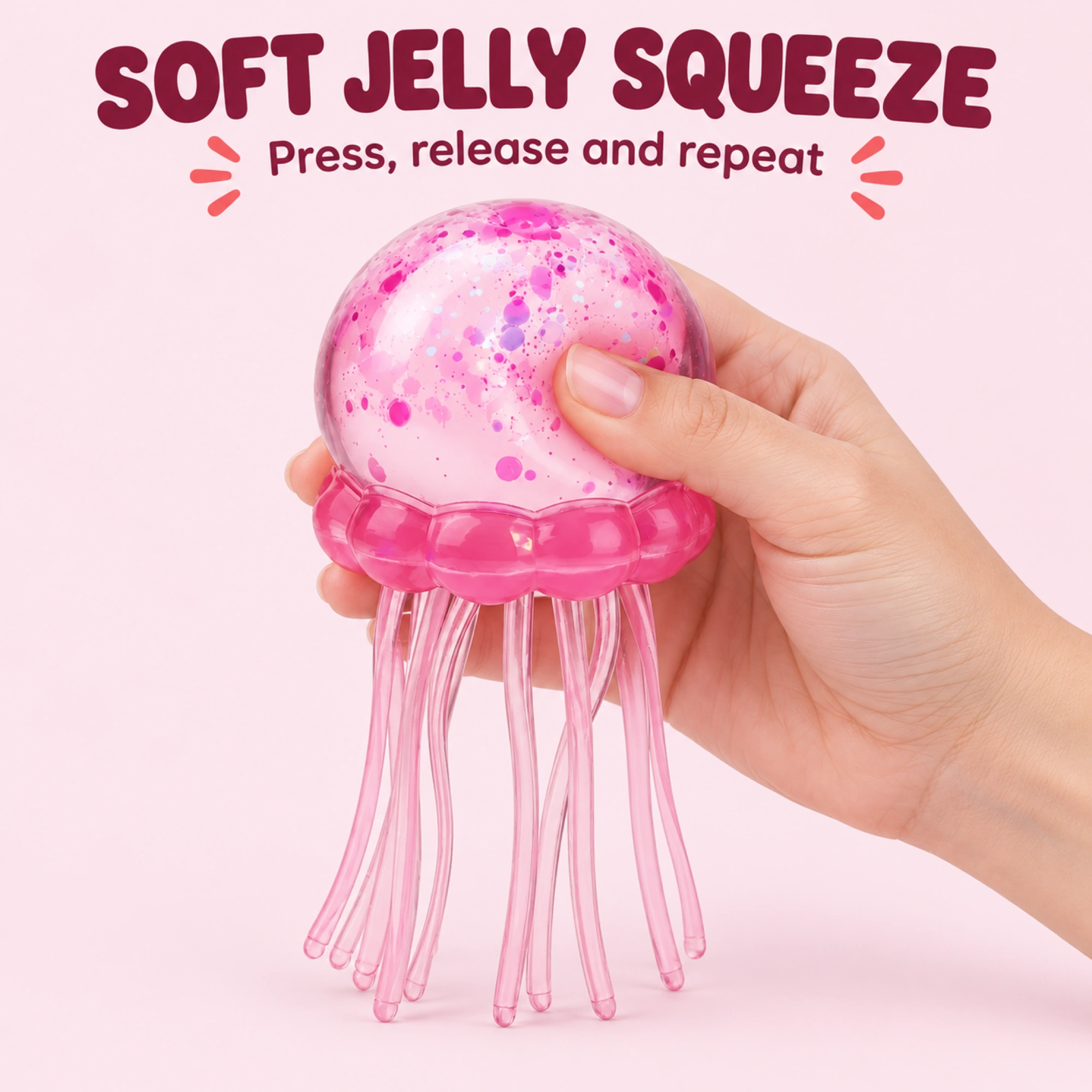 Pink Jellyfish Squishy Sensory Stress Ball Toy — inside