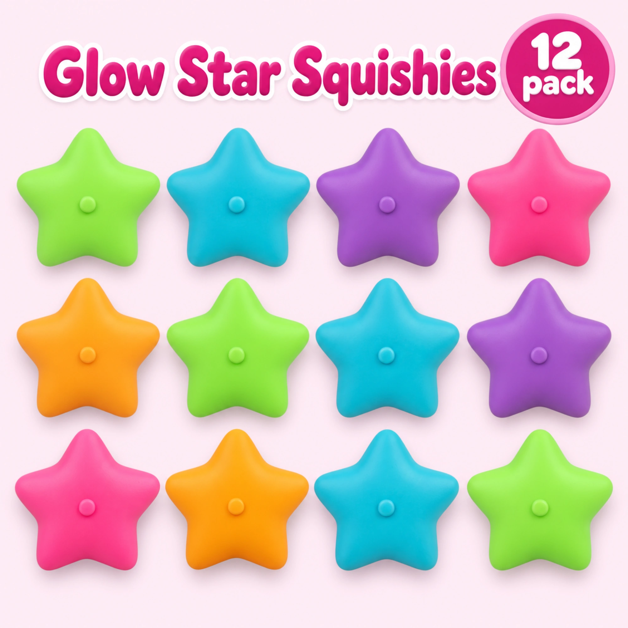 12 Pack Glow Star Squishy Balls - Slow Rising Sensory Fidget Toys — pack