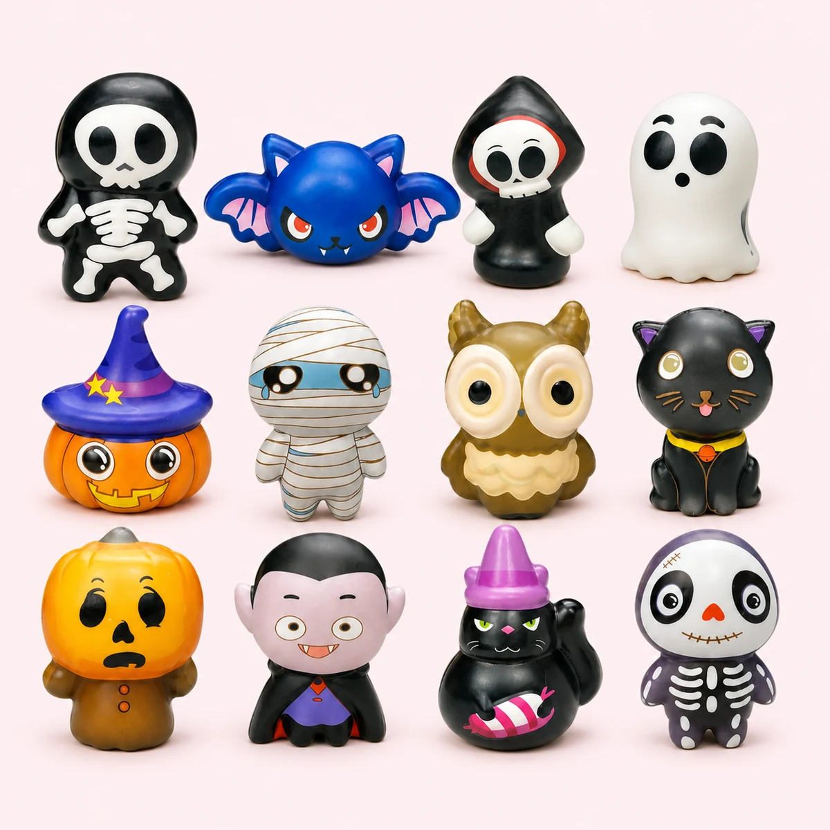 12 Pack Ghost Squishy Set Mini Halloween Squeeze Toys