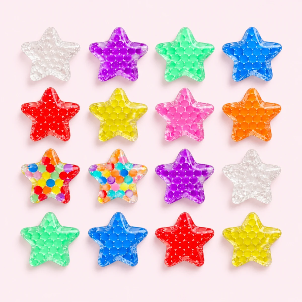 16 Pack Star Squishy Water Bead Balls - Mini Sensory Fidget Toys