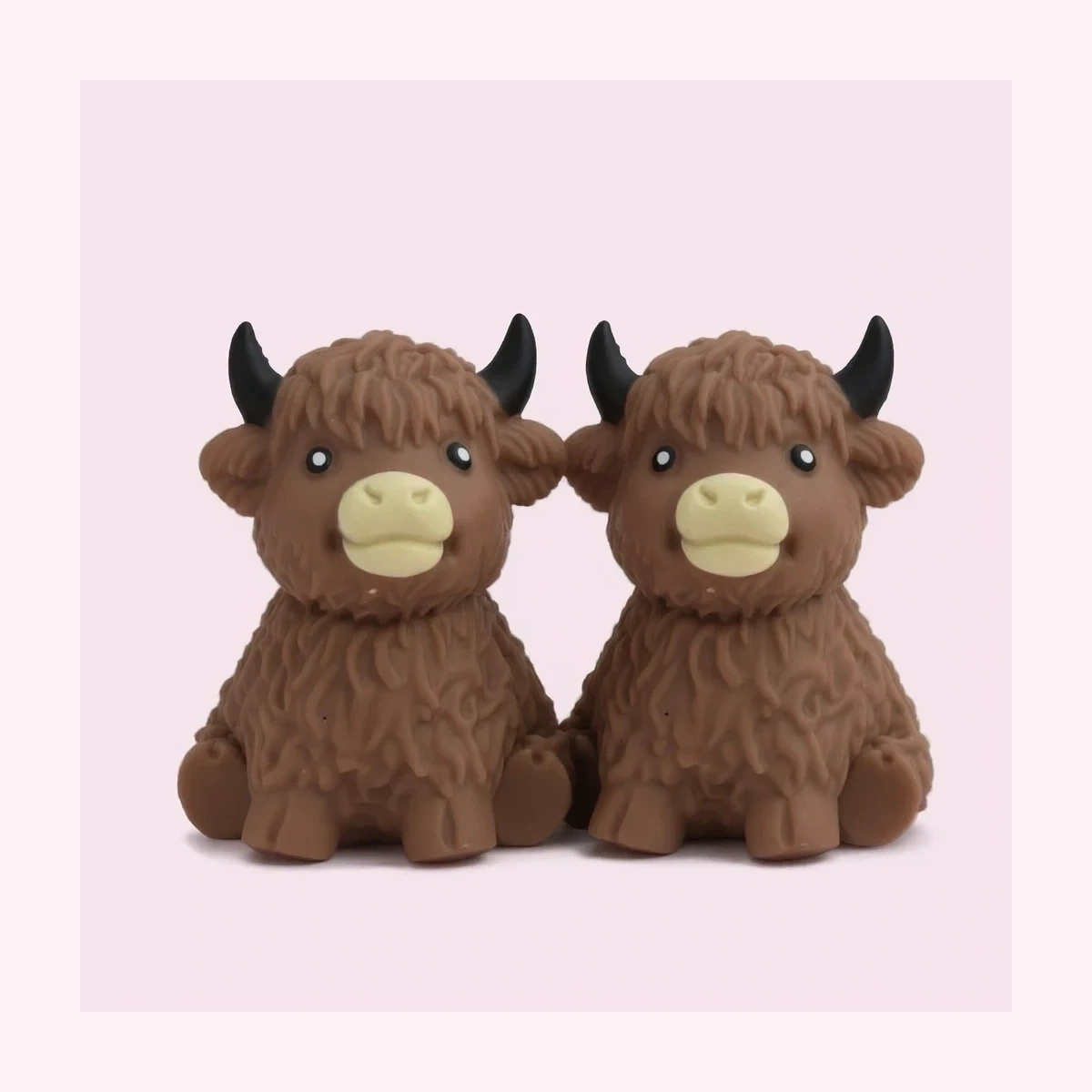 2 Pack Cocoa Cow Squishy Soft Fuzzy Highland Squeeze Toy