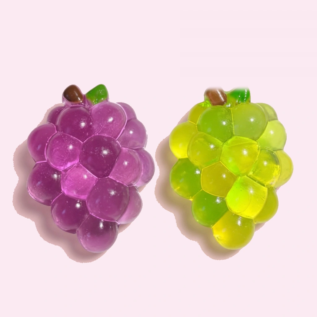 2 Pack Grape Squishy Set, Clear Jelly Fruit Squeeze Toy