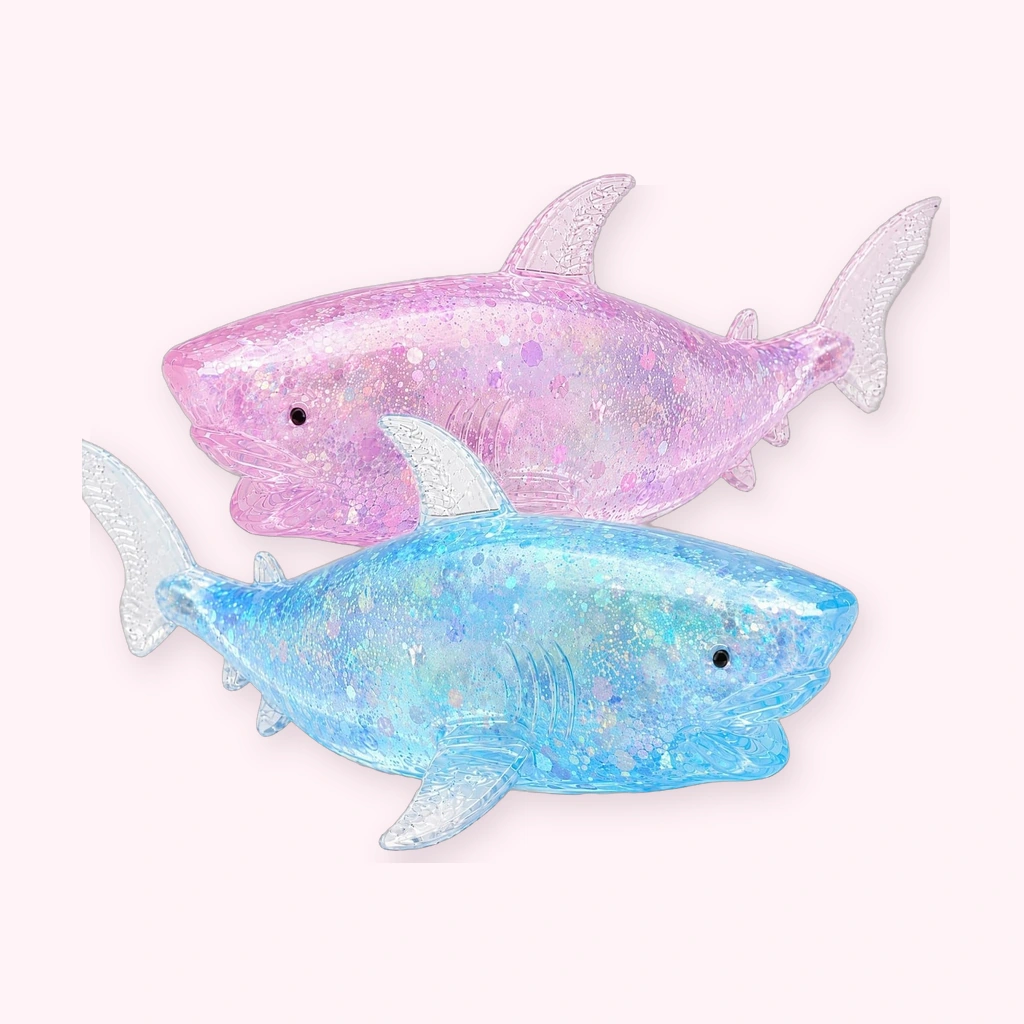 2 Pack Shark Squishy Sugar Balls in Pink and Blue