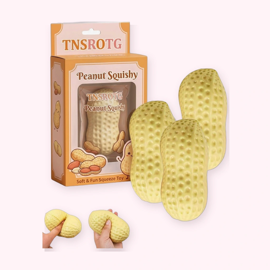 3 piece peanut squishy ball crunchy slow rising stress relief toy