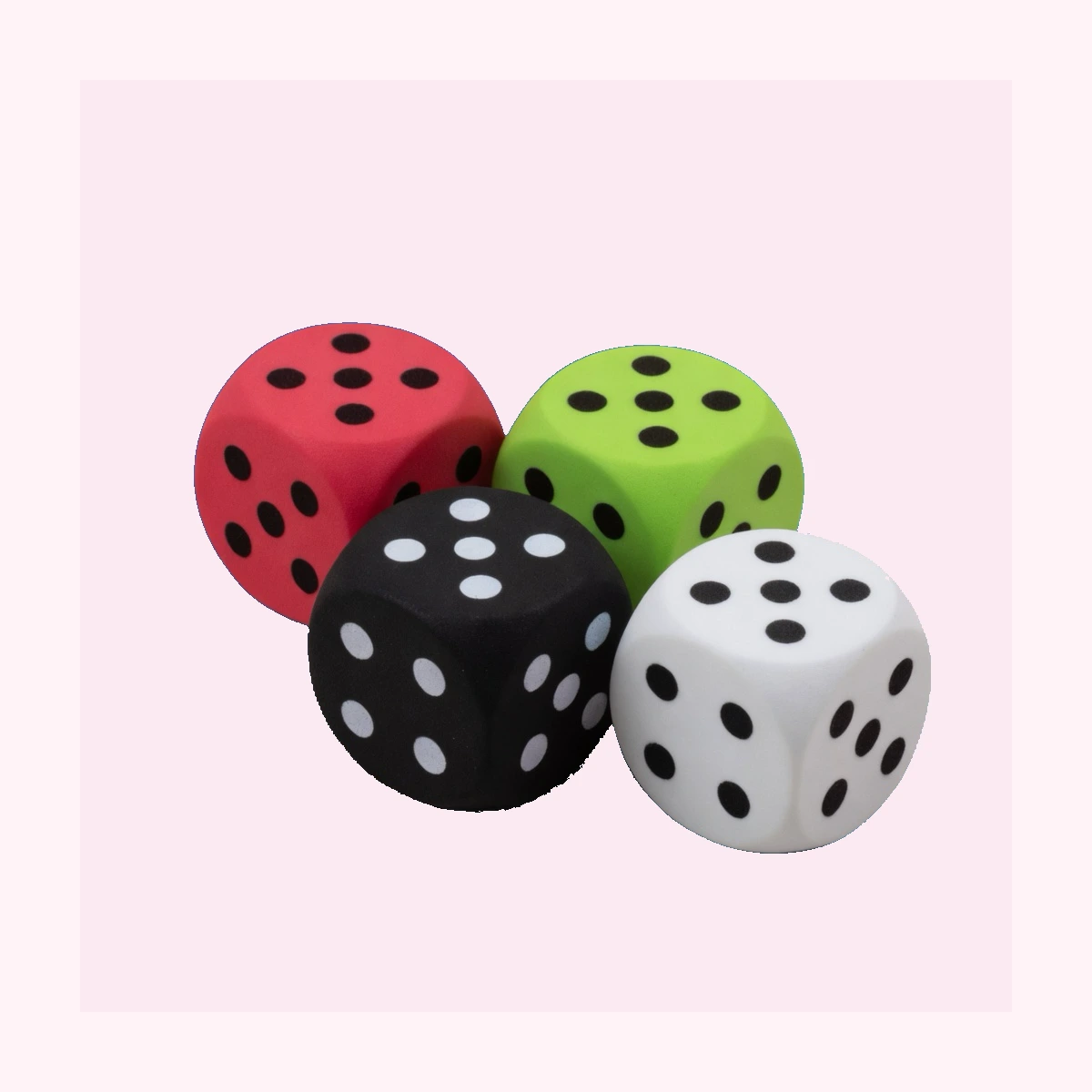 4 Color Dice Squishy Pack, Kawaii Foam Stress Relief Dice Cubes