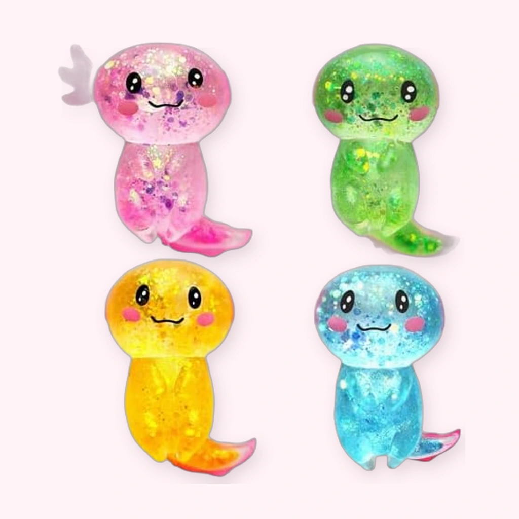 4 Pack Axolotl Squishy — Glittery Squeeze Set