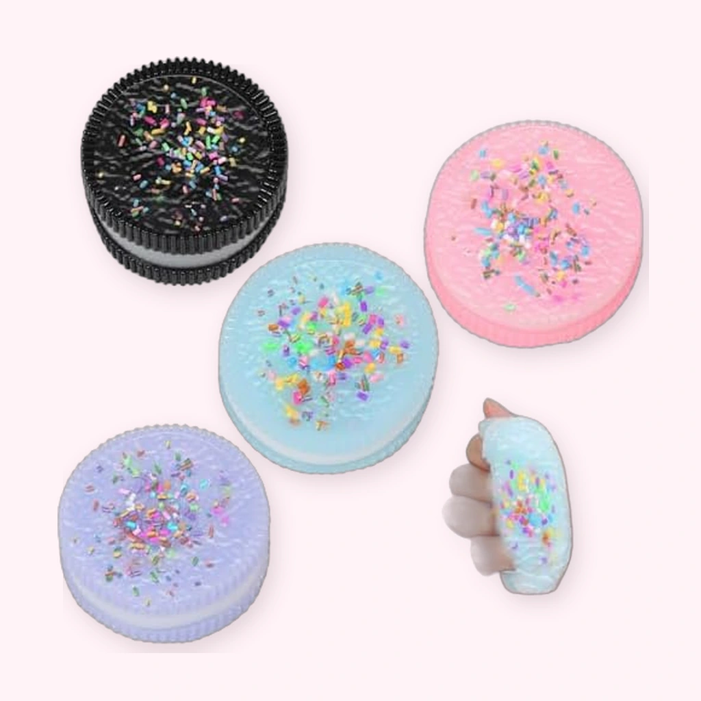 4 Pack Cookie Squishy Set Kawaii Sandwich Sensory Toys
