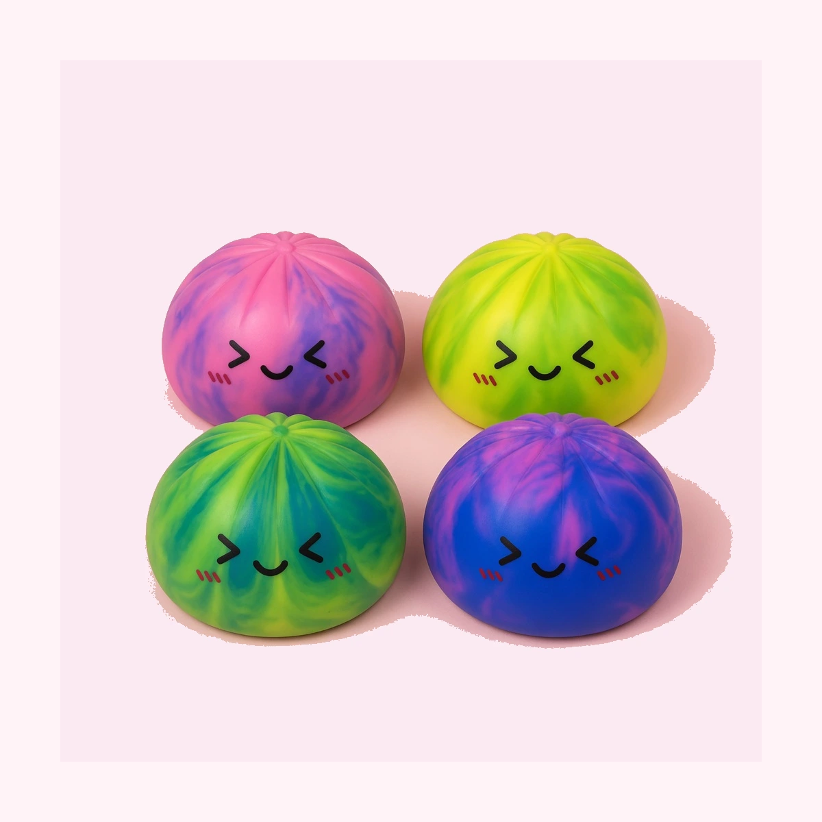 Dumpling Squishy with Steamer - 4PCS Tie Dye Sensory Stress Balls