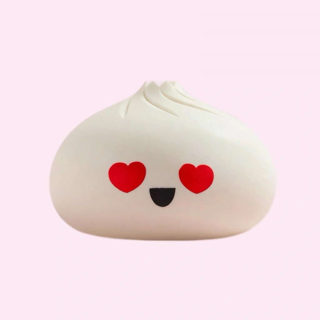 Bao Bun Heart Squishy with Cute Heart Eyes, Slow Rising