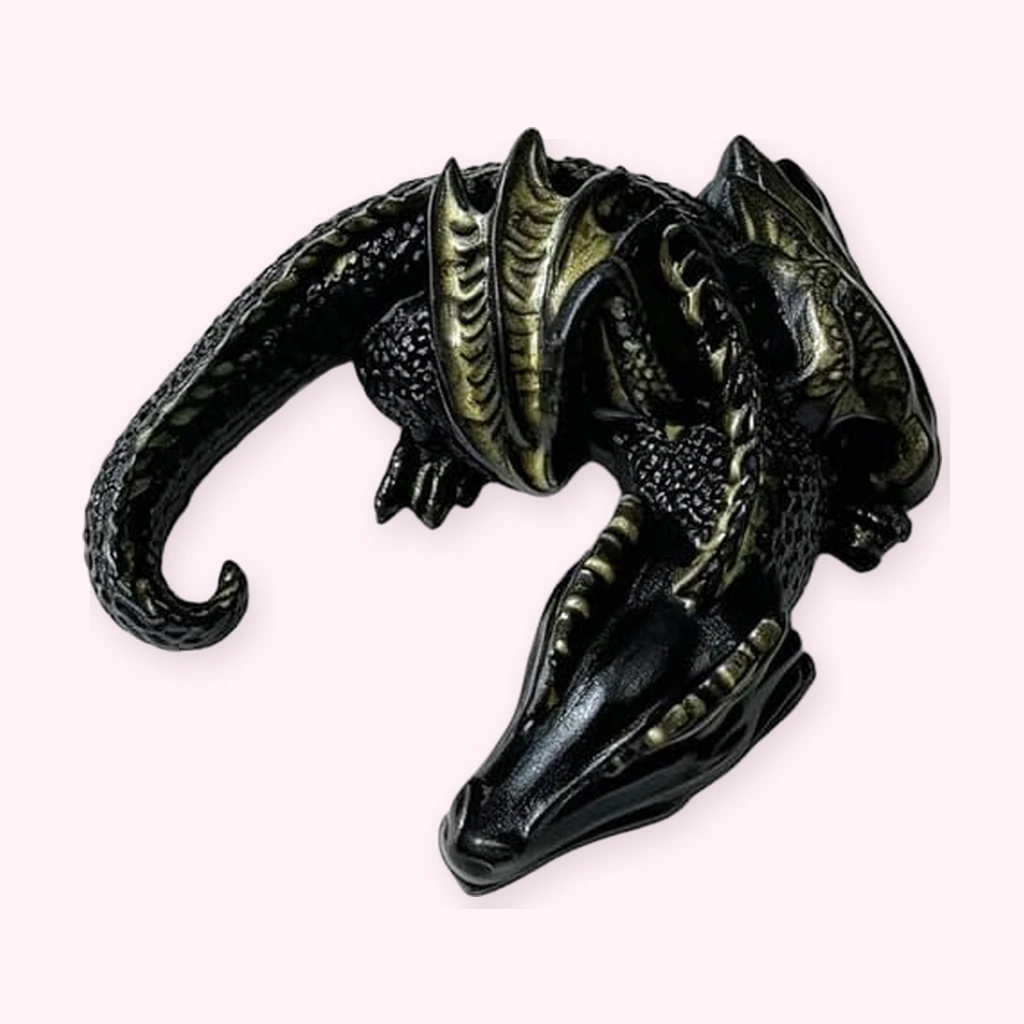 Black and gold realistic dragon squishy silicone squeeze toy