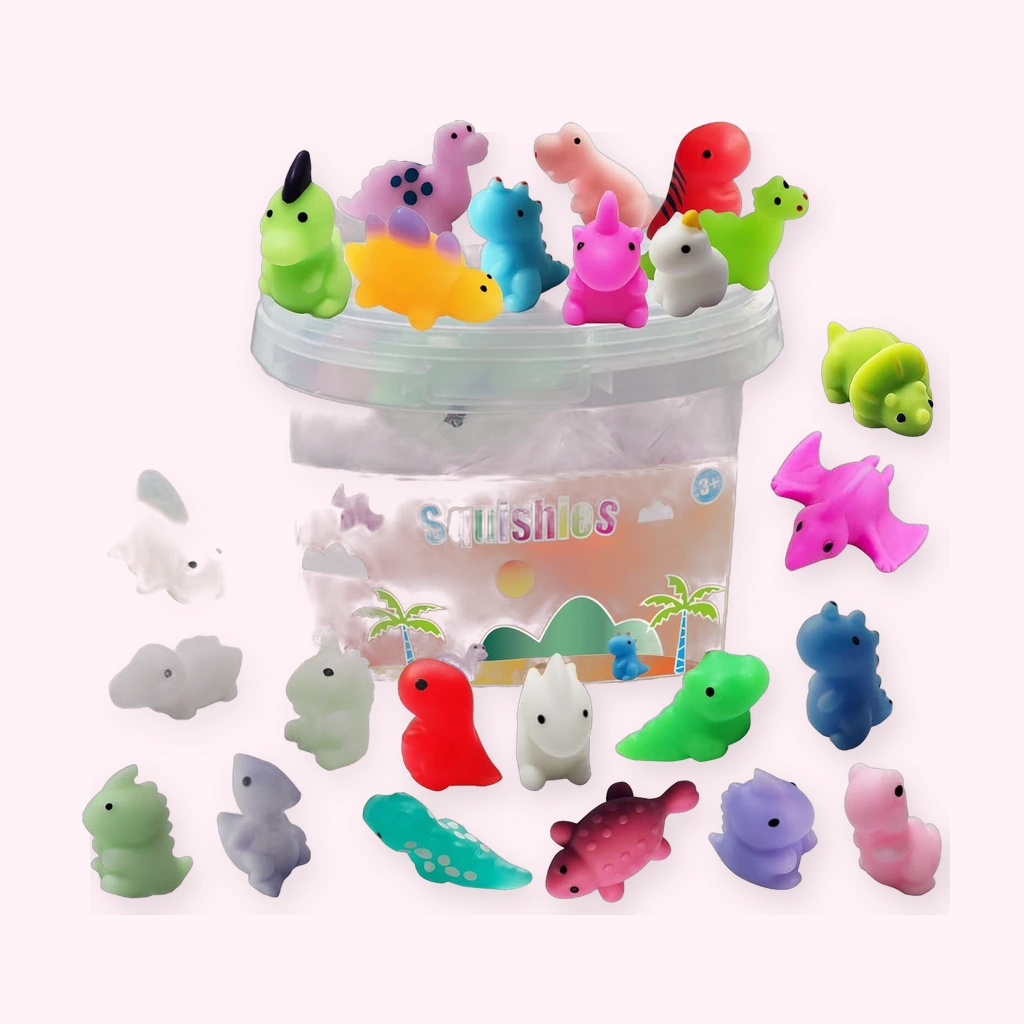 Bulk Dinosaur Squishy, 24 Pc Mochi Squishies with Tub