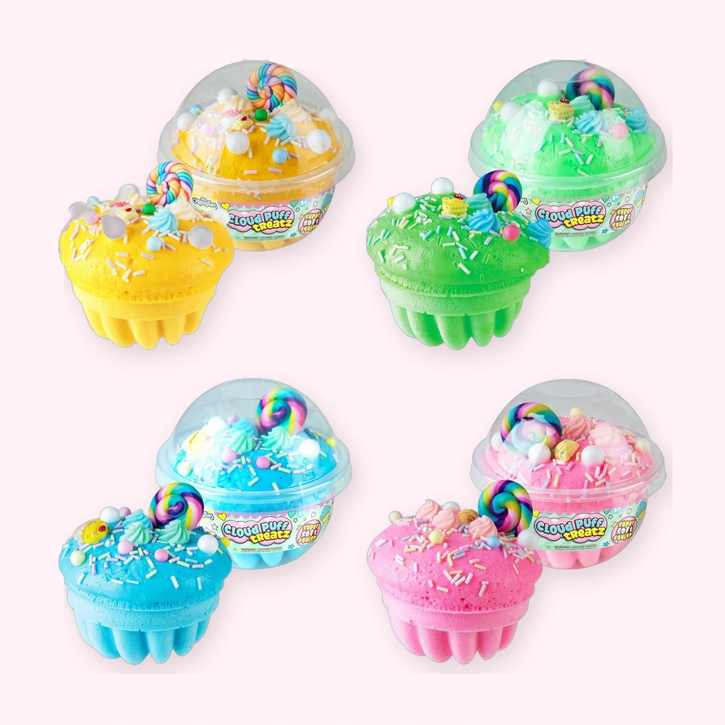 Wolken-Cupcake-Squishy 4er-Pack — XXL in Bonbonfarben