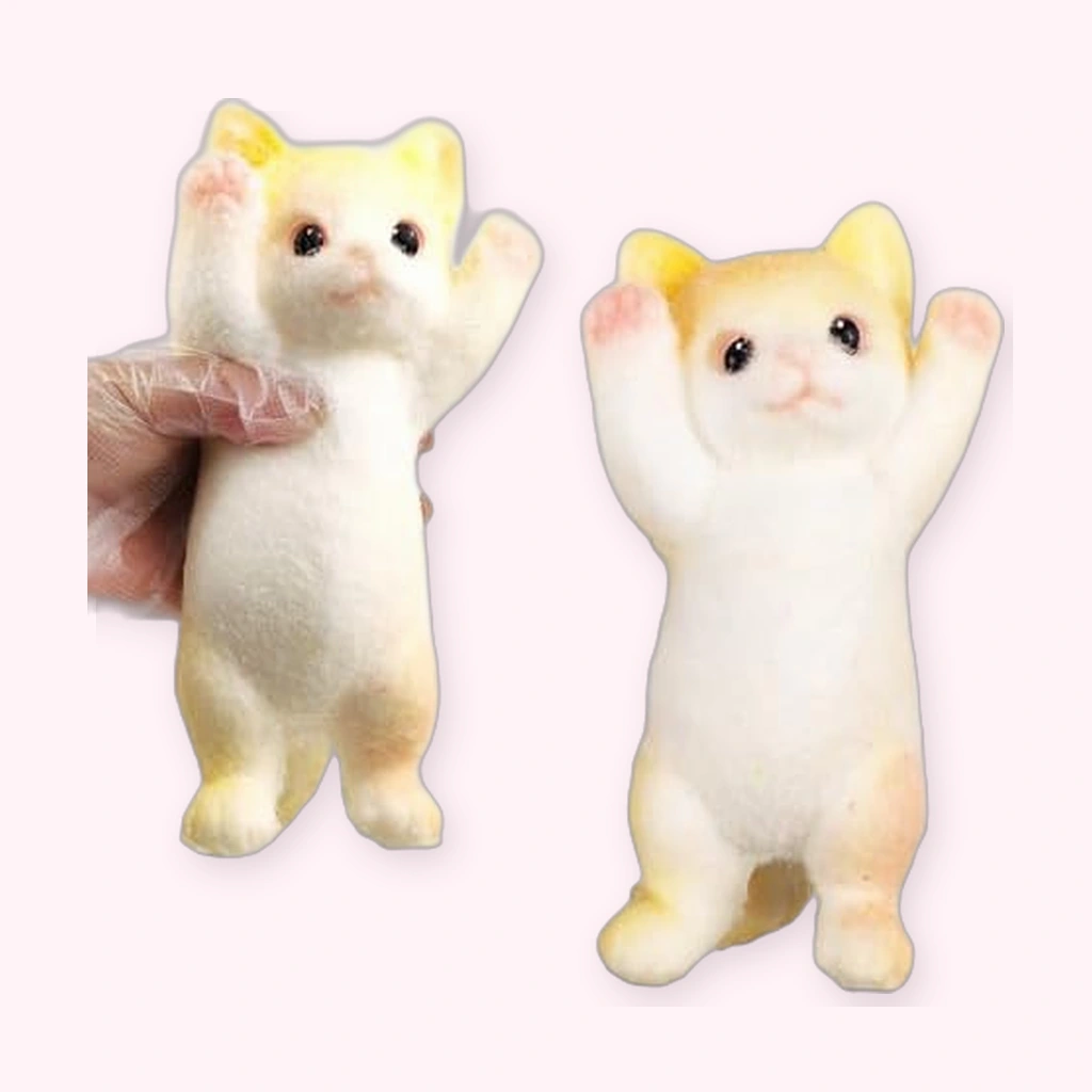 Cream Kitten Cat Squishy, Soft Flocked Slow Rising Stress Toy