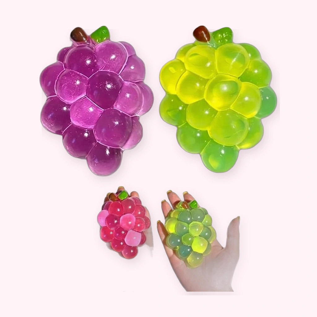 Crystal Grape Squishy, Clear Jelly Fruit Squishies Bundle