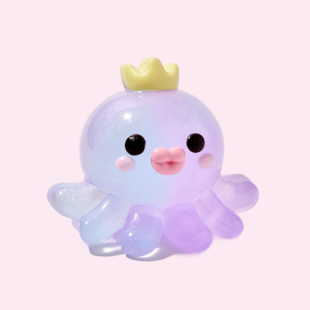 Cute Octopus Squishy With Crown, Kawaii Mochi Fidget Toy