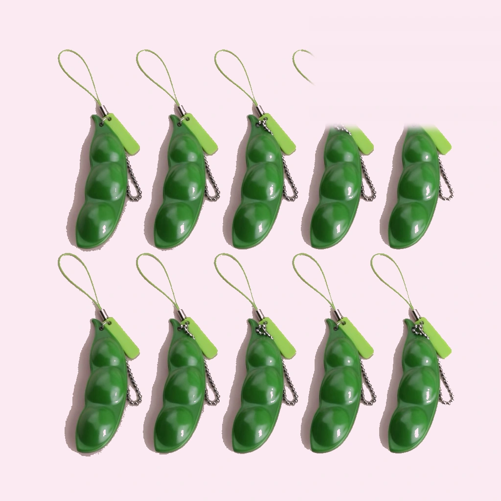 Green edamame squishy soy bean pop fidget toy 10 pack