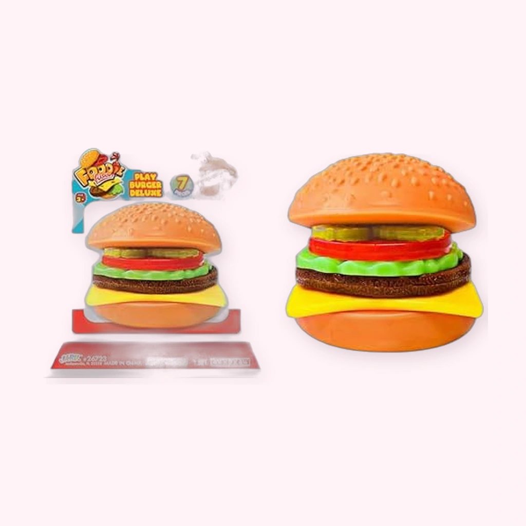 Hamburger-Squishy — drücken, dehnen, auseinanderziehen