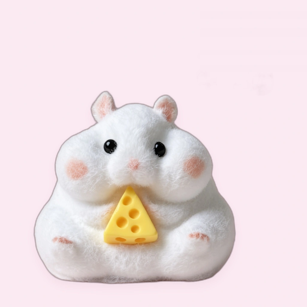 Fluffy Hamster Squishy Holding Cheese Slow Rising Toy