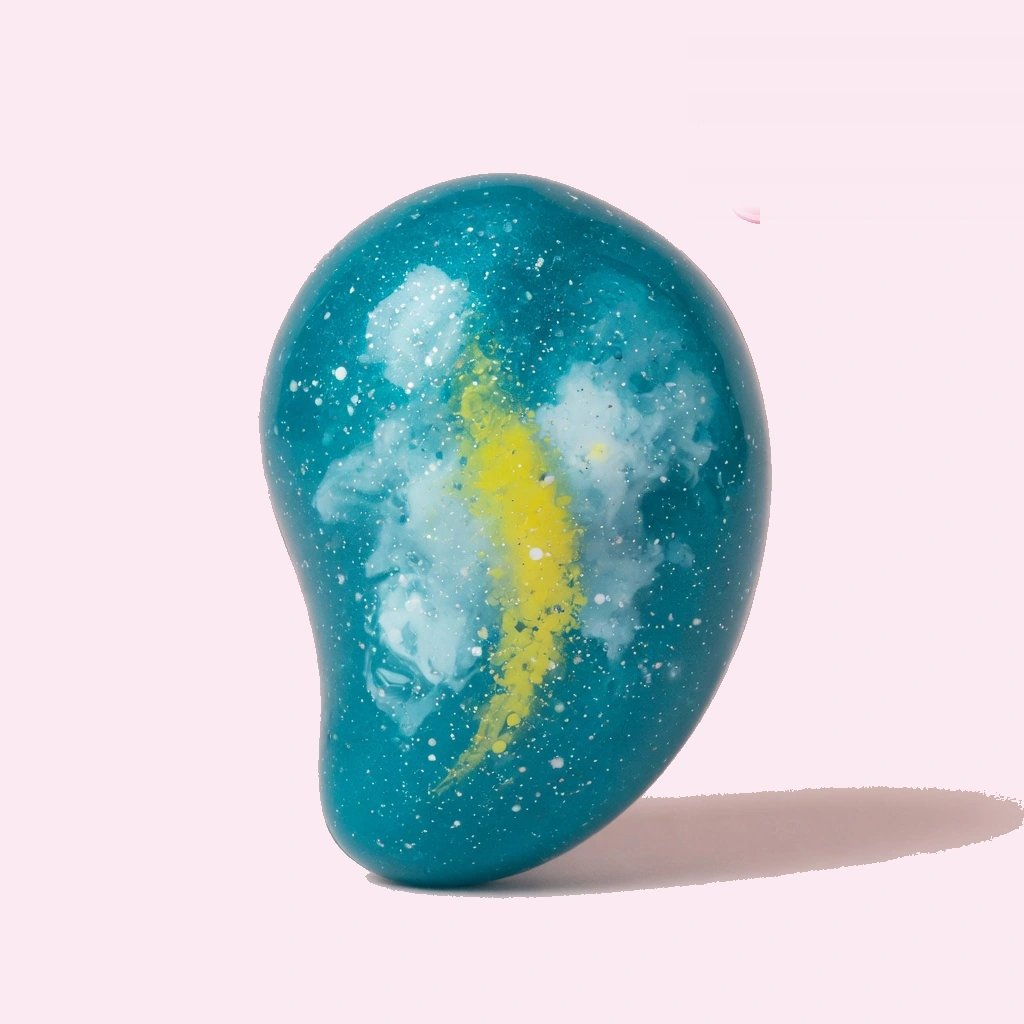 Galaxy Blue Mango Squishy Sparkle Squeeze Stress Toy