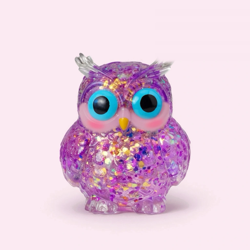Galaxy Owl Squishy Slow Rising Purple Glitter Desk Toy