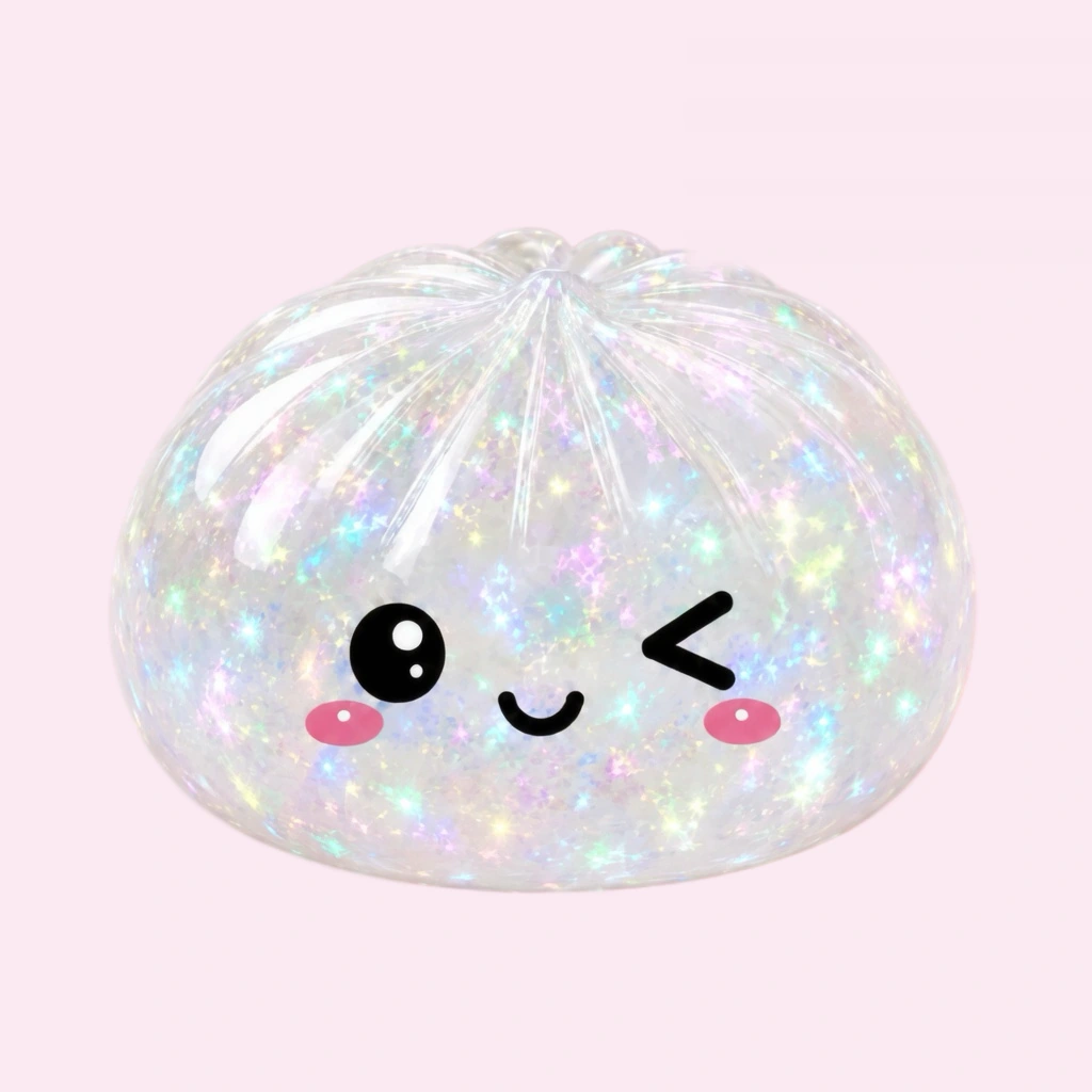 Glitter Dumpling Squishy Winking Bao Bun Squeeze Toy