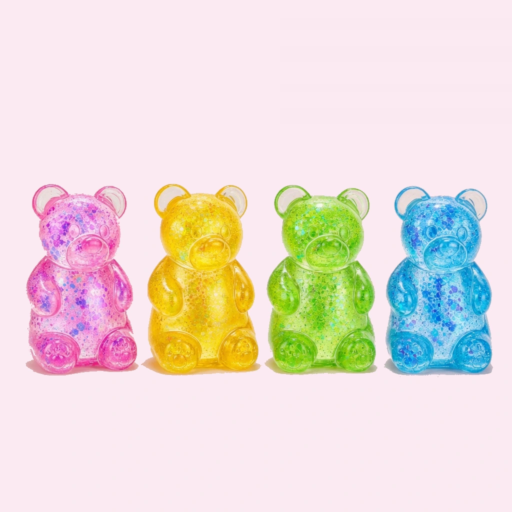 Glitter Gummy Bear сквіш 4 Pack з повним відновленням форми м’ячик-антистрес
