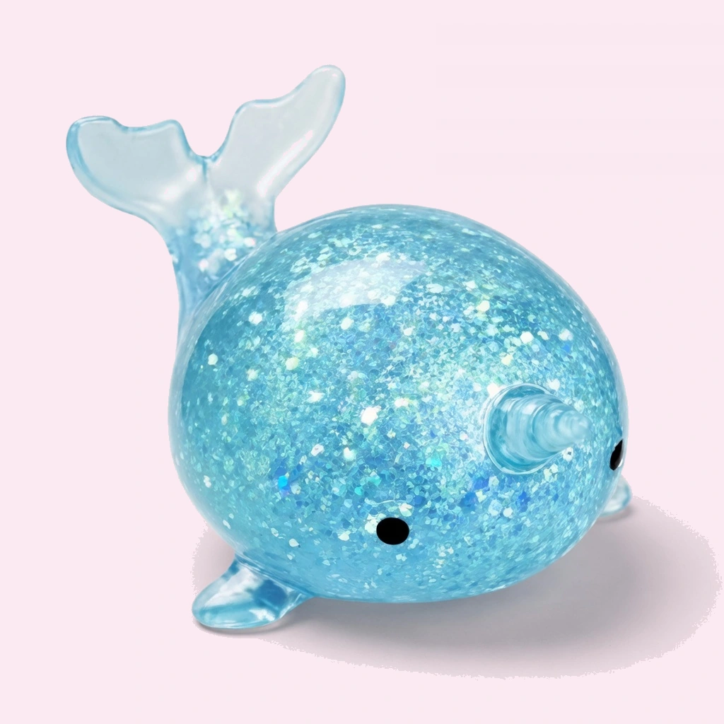 Glitter Narwhal squishy Blue som går sakte tilbake til formen Squeeze Toy
