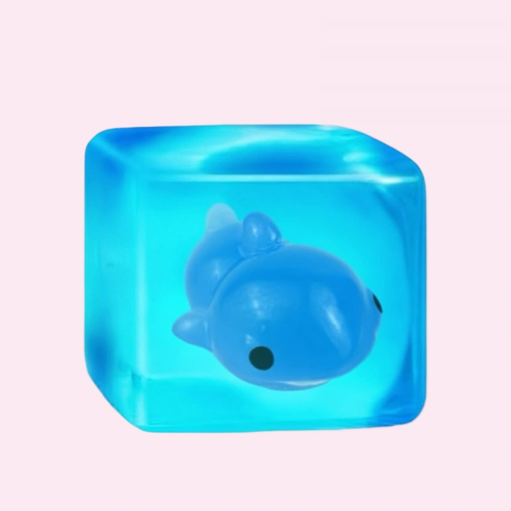 Glow in the Dark Dolphin Squishy Cube - Light Up Sensory Stress Toy