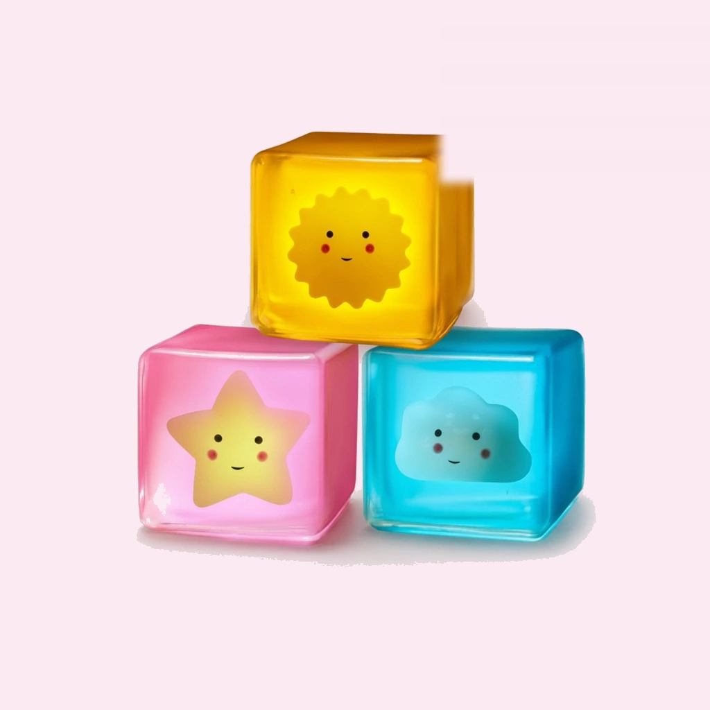 Glow Star Squishy Ice Cubes 3 Pack - Sun Cloud Squeeze Sensory Set