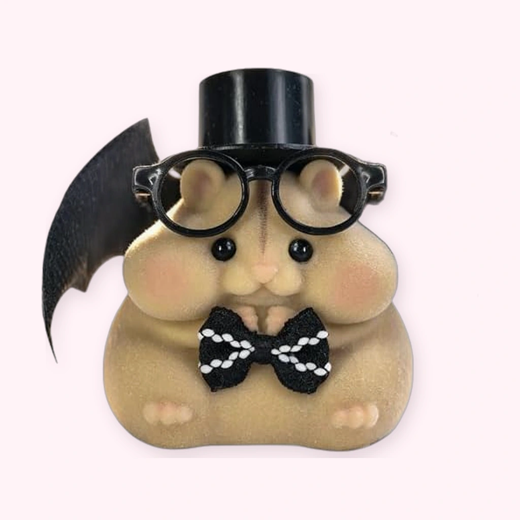 Gothic Hamster Squishy With Top Hat And Bat Wings