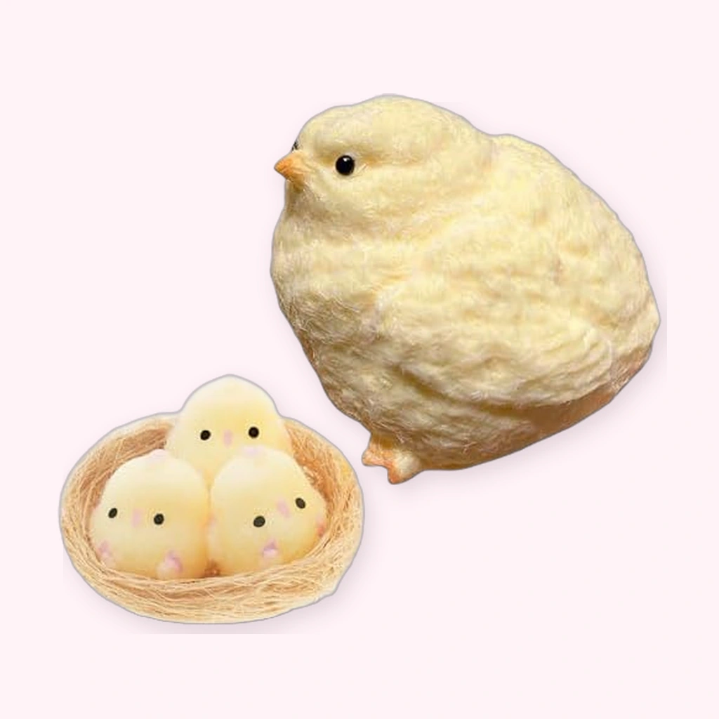 Jumbo Chick Squishy, Big Fuzzy Slow Rising Squeeze Toy Set