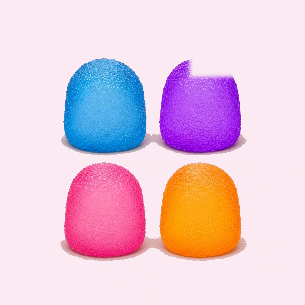 Four jumbo gumdrop candy squishy solid squeeze balls