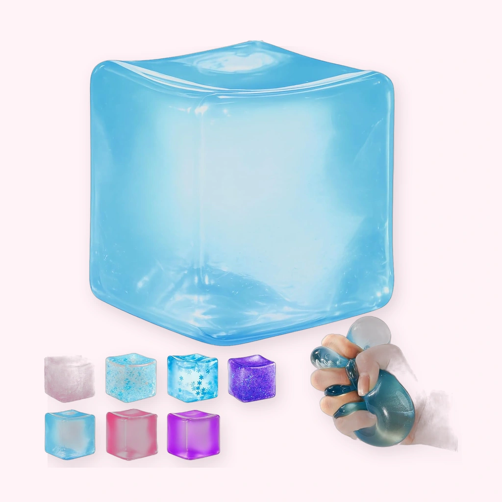 Jumbo blue ice cube squishy stress ball