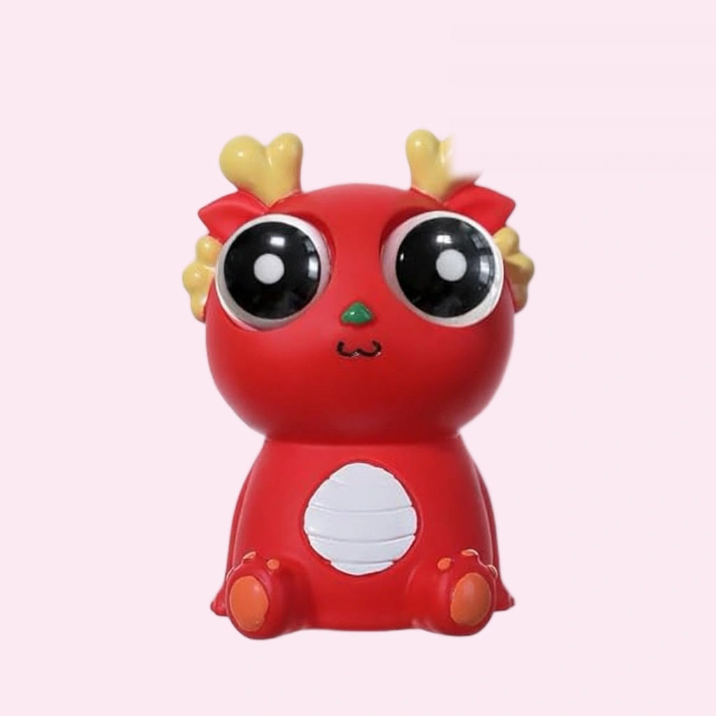 Kawaii Dragon Squishy with Pop-Out Eyes - Red Squeeze Toy