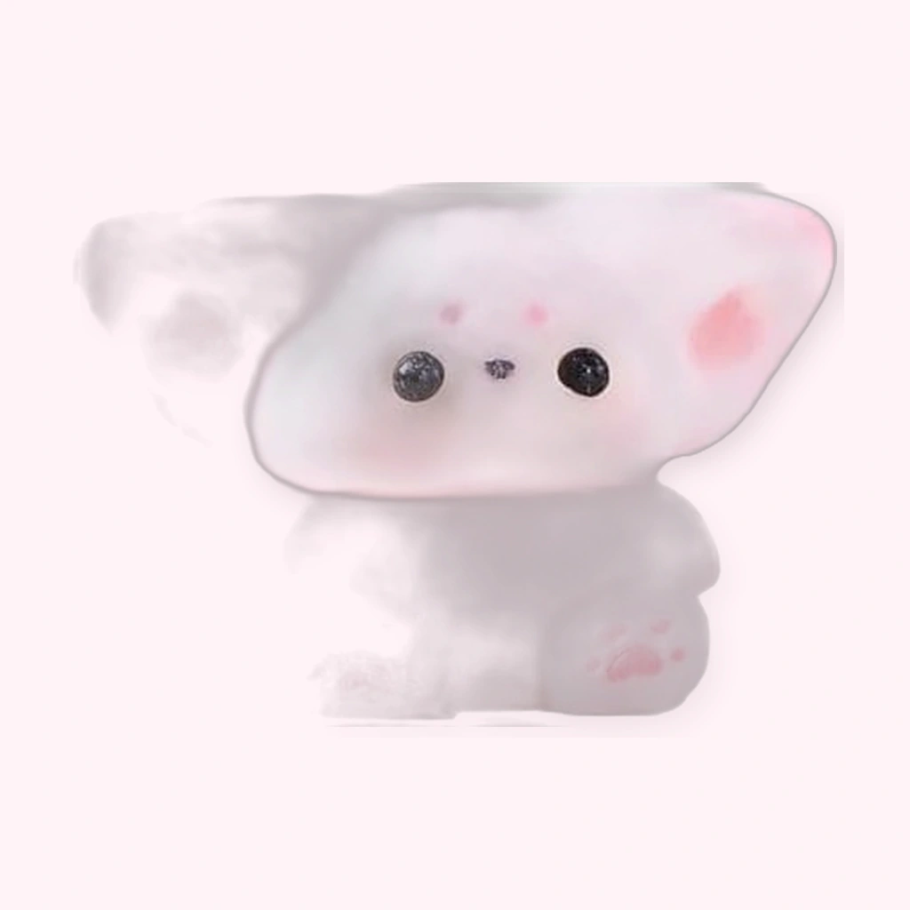 Kawaii pink and white fox squishy soft silicone squeeze toy